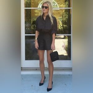 Julia Amory Carolyn Button Down Shirt in Coal Black Large NWT